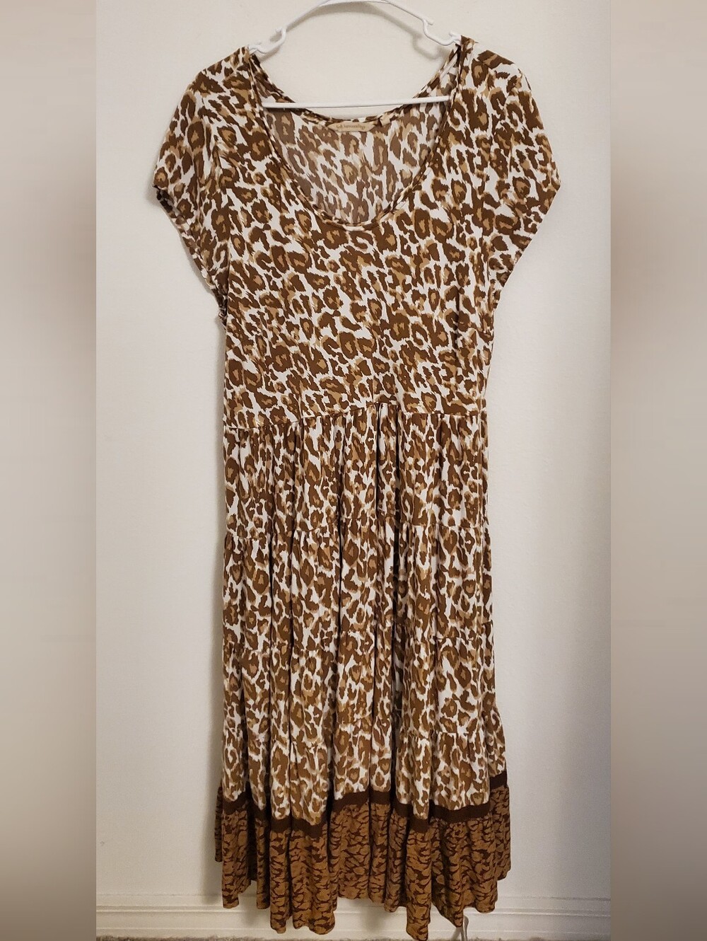 Soft Surroundings Kara Brown and Cream White Mocha Leopard-Print Maxi Dress